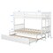 Dark Brown White Wood 4-in-1 Convertible Bunk Bed with Trundle and Ladder
